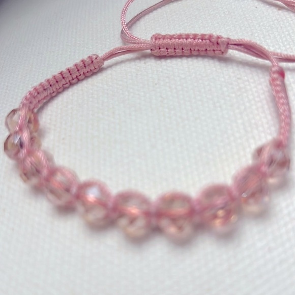 Pink Crystal Ball Bead Macrame Bracelet - Picture 4 of 6
